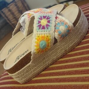 Liliana Women's Colorful Crochet Platform Sandals